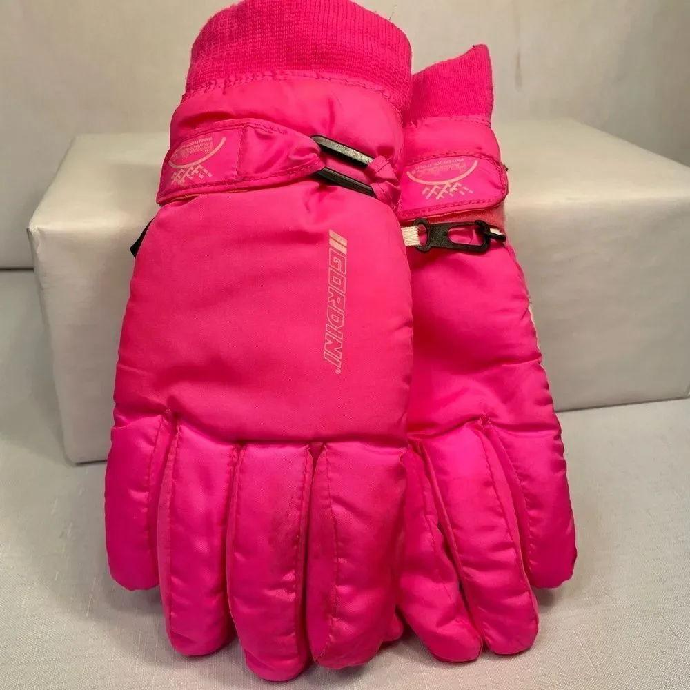 VINTAGE HOT PINK THERMOLITE LADIES SKI GLOVES BY GORDINE SIZE MEDIUM